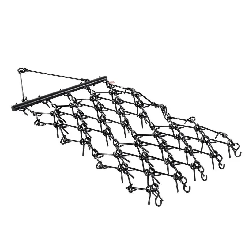 Field Drag 4 x 4 ft For Soil Preparation Seeding Landscape Smoothing, Heavy Duty Steel Chain Harrow 69 Teeth ATV UTV Tractor Attachment Driveway Gravel Yard Maintenance Garden Tool