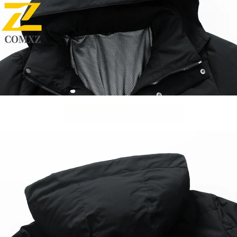 COMXZ Men Down Jacket New Luxury Outdoor Working ThickeneLong Down Jacket Fashion Business Casual Lightweight Warm Winter Parka