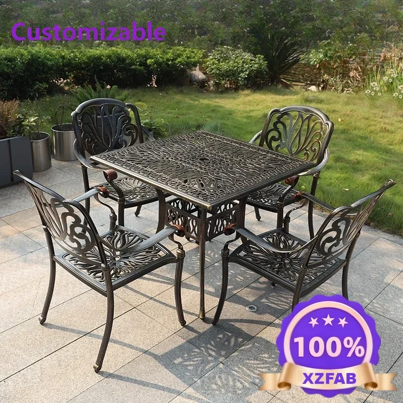 Factory Direct 2026 Outdoor table and chair cast aluminum open-air courtyard villa outdoor garden wrought iron table terrace yar