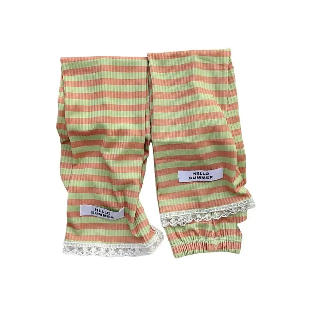Fashion Ice Silk UV Protection Sleeves Loose Striped Sun Protection Mittens Cool Cycling Arm Sleeve Summer Outdoor