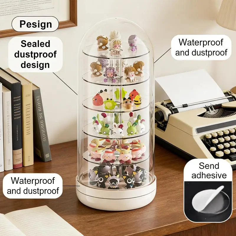 Transparent Rotating Box Display Box - Multi-Layer Large Capacity Storage With Cover, Desktop Shelf For Hand Models