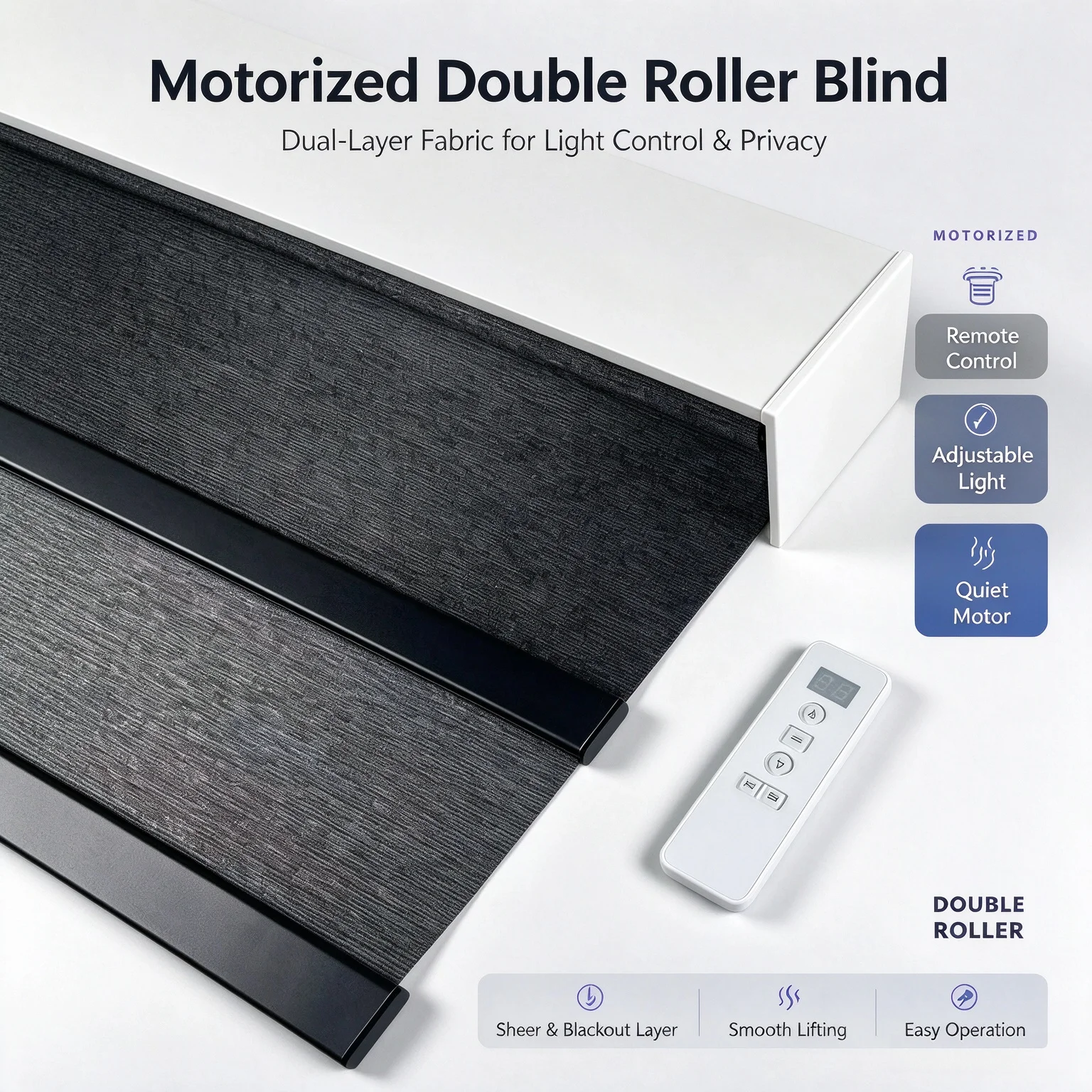 2026 Square Cover Multicolored Fabric Connect Phone Wifi Alexa Google Intelligent Control Motorized Roller Blinds For Windows