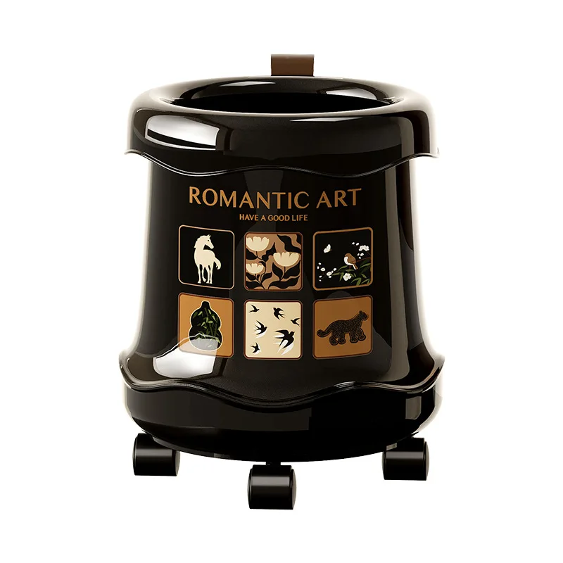 Household trash can high-end sense light luxury living room with wheels large capacity kitchen removable waste basket
