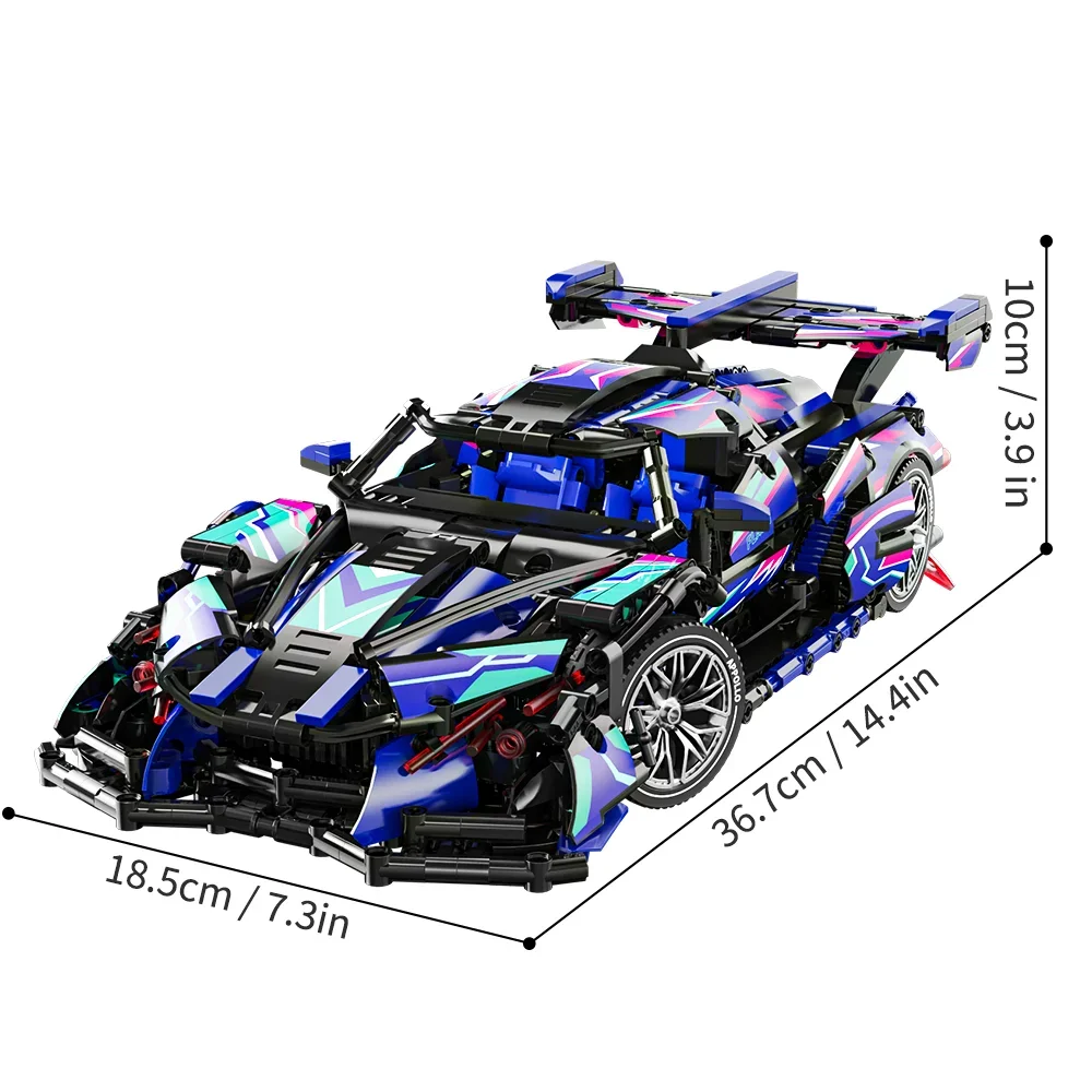1:14 Zestaw do budowania modeli samochodów DIY Zabawki, Zestaw klocków do budowania samochodów wyścigowych dla dorosłych w wieku 12, 13, 14, 15, 16,1391 elementów