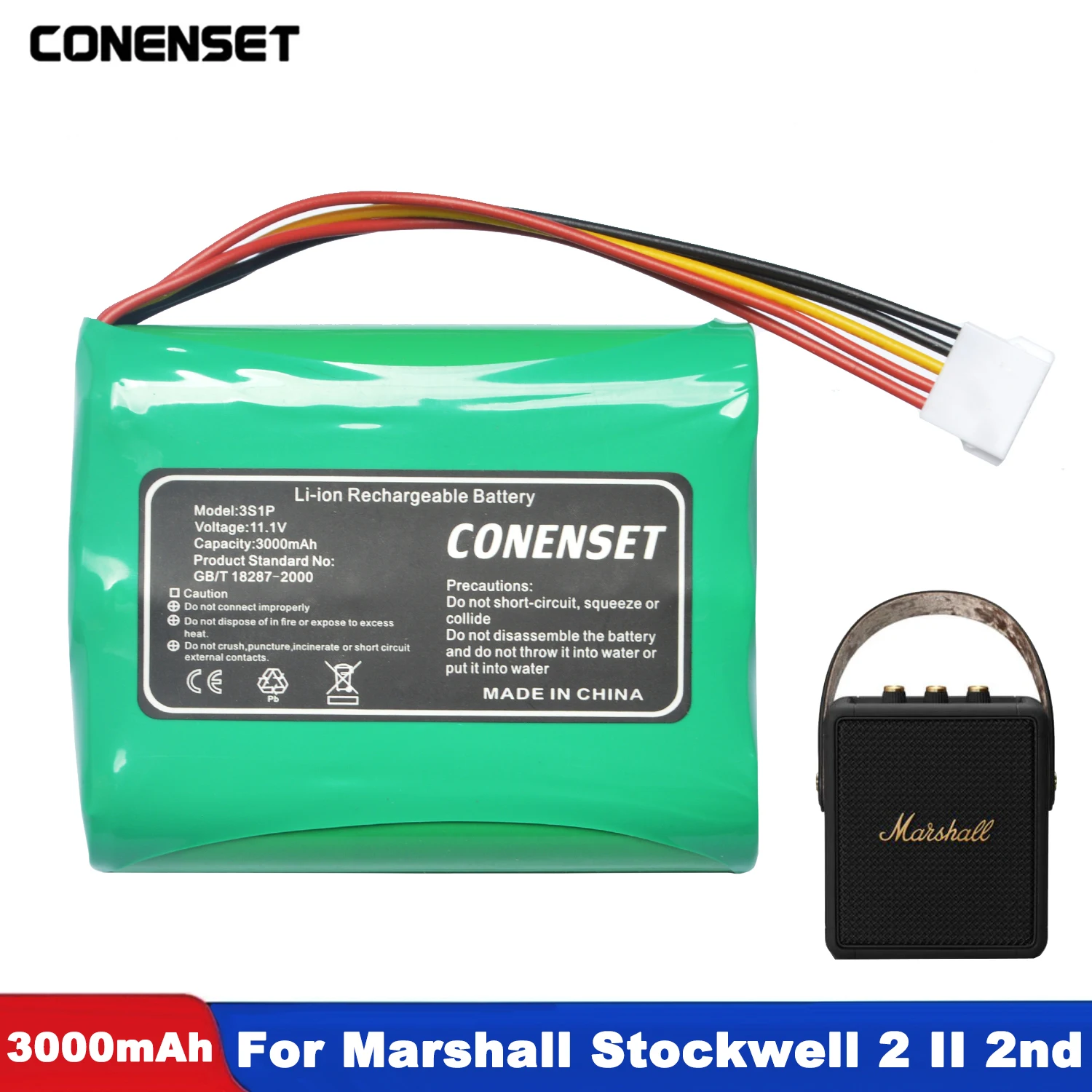 

Аккумулятор 10,8 В 3400 мАч C406A1 3INR19/66 для Marshall Stockwell 2 II 2-й беспроводной Bluetooth-динамик, черный