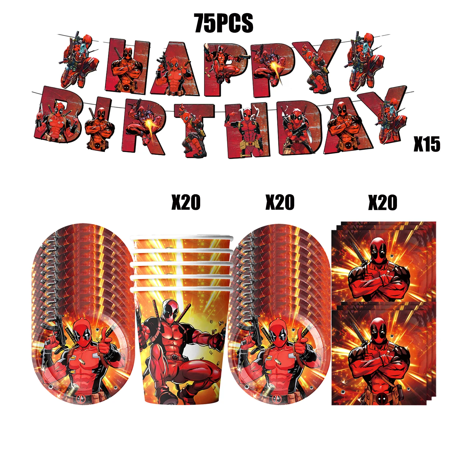 TAKARA TOMY Neue Deadpool Geburtstag Party Dekoration Superhero Geschirr Tischdecke Teller Tasse Kuchen Topper Kinder Jungen Gefälligkeiten Party Supplies 9