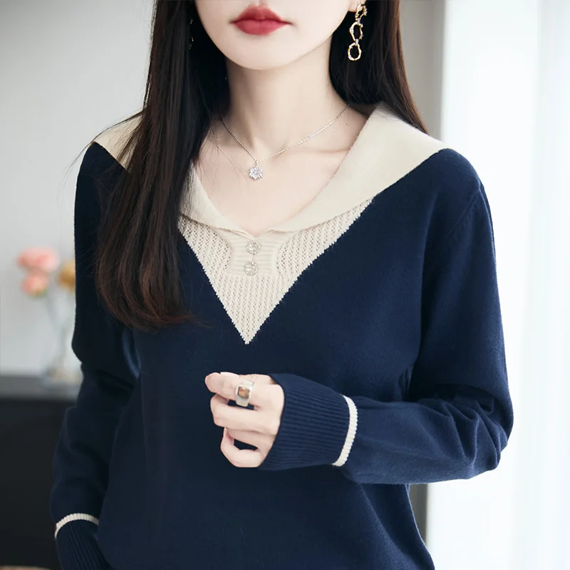 

2025 Autumn And Winter Cashmere Sweater Women Knitted Cashmere Sweater Top Loose Long Sleeve Clothing Warm