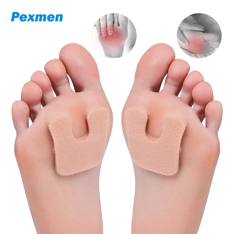 Pexmen 2/4Pcs U-Shaped Felt Callus Pads for Rubbing on Shoes Reduce Foot and Heel Pain Prevent Blister Self-Stick Pedi Cushions