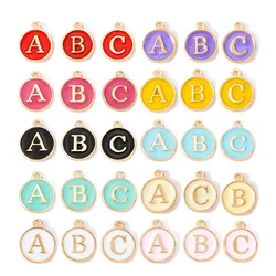 10pcs 12mm English Alphabet Pendant Enamel Charms Initial Letter Pendants For Jewelry Making Handmade DIY Bracelet Earrings