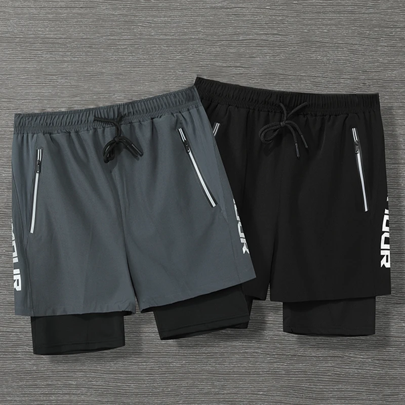 남성용 비치 스웻팬츠 러닝 반바지, 2 in 1 수영 바지, 지퍼 포켓, 농구 훈련 브리치천, 빠른 건조 피트니스, 신제품