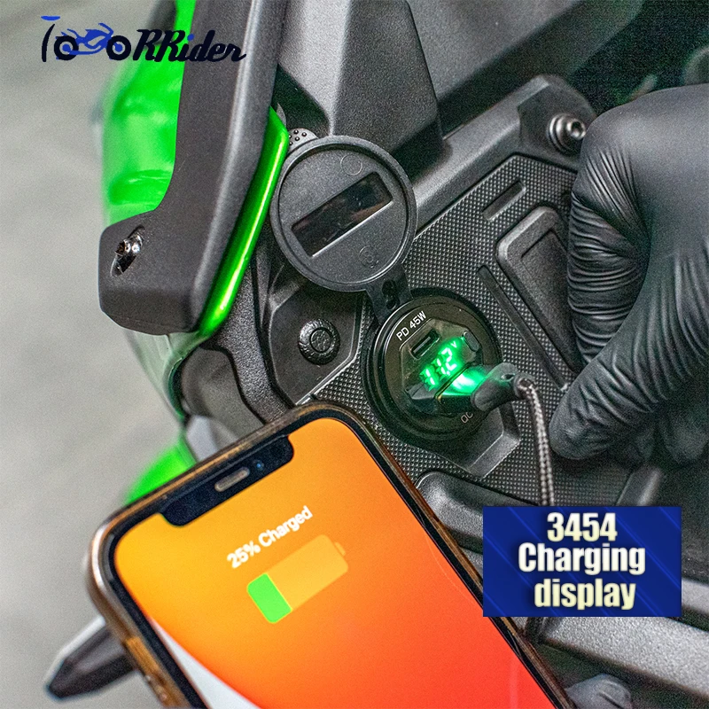 دراجة نارية اليسار واليمين كاميرا الهاتف المحمول USB شاحن سريع الملحقات مع التتابع لكاواساكي Versys 650 2022 2023 2024