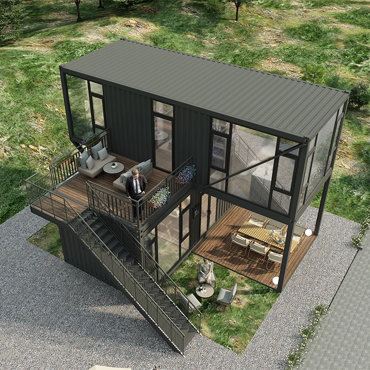 2 Story Prefab Villa Modular Prefabricated Shipping Container House with Living Room for Shops Hotels and Tiny Homes