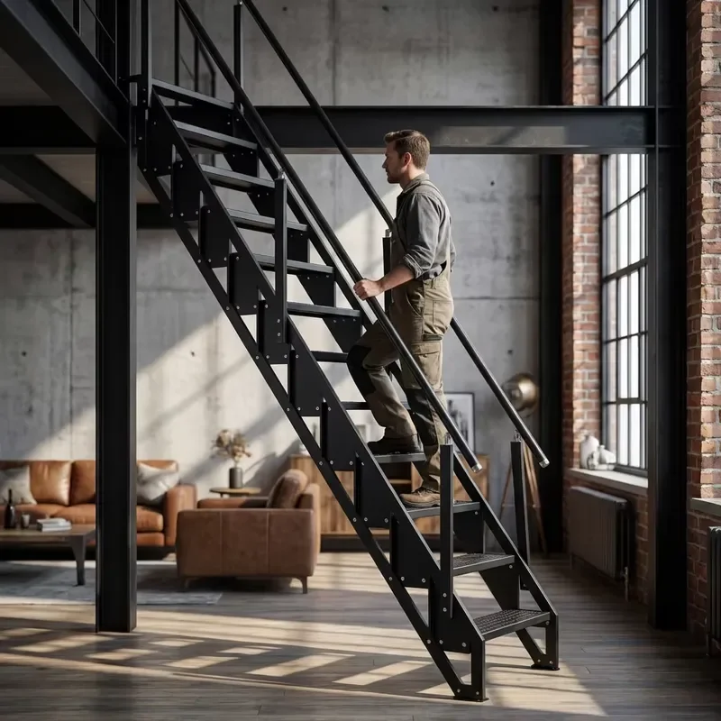 Extension Ladder, Attic Wall-mounted Folding Staircase, Modern Household Heavy-duty Hidden Ladder