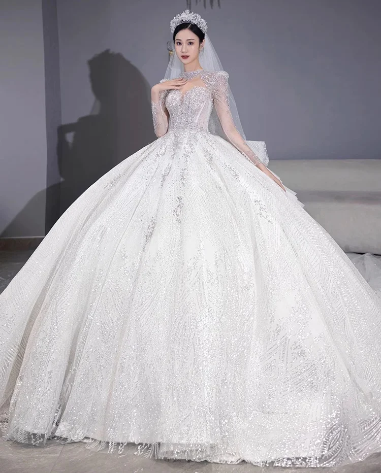 PRXD 2325 # 2025 프랑스 스타일 웨딩드레스 신부 빅테일 팰리스 스타일 고급 화이트 메인 원사 무료 맞춤 제작 큰 사이즈