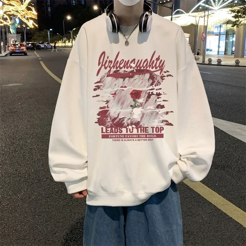 

Men's Oversized Hoodie Autumn Fashion Graffiti Print 5XL White Hoodies Oversize for Men Unisex Casual Wear Male Sweatshirt