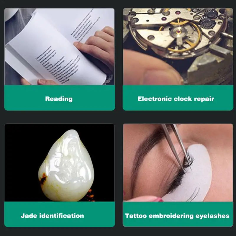 Student Night Reading Aids 1.5X 2.0X 2.5X 3.5X 4.0X 4.5X Glasses Loupe LED Light Headband Magnifier With Lamp, Removable Lens