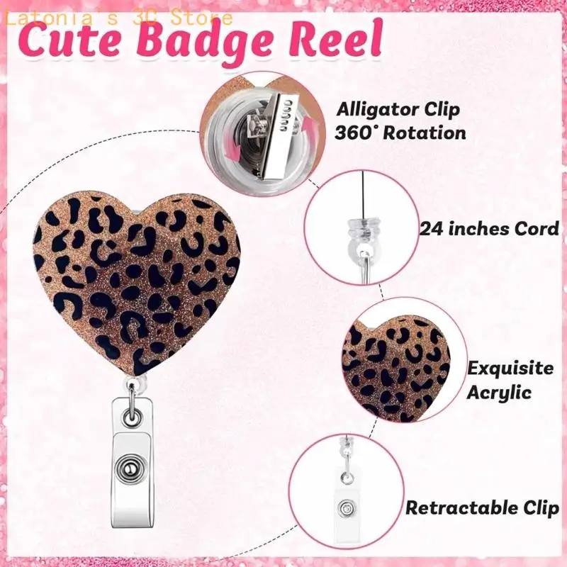 Retractable Badge Holders Set with Fashion Print Lanyard, Automatic Return Reels, and Rotating Clip for Access Cards X3UB