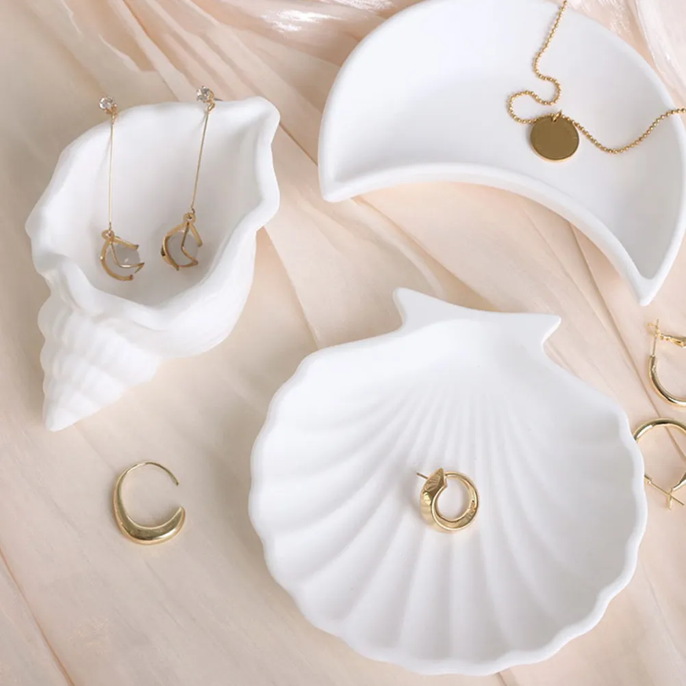 

Jewelry Tray Dish Shell Shape Decorative Trinket Tray for Vanity Nightstand Key Ring Organizer Small Aesthetic Display Bowl
