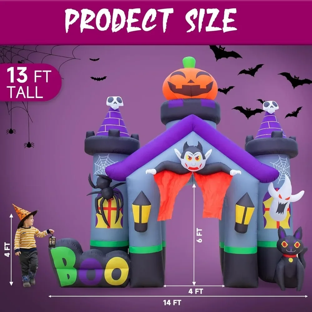 14FT Long & 13FT Tall Halloween Inflatables Outdoor Decorations Inflatables Haunted House Halloween Inflatables Archway Hallowee