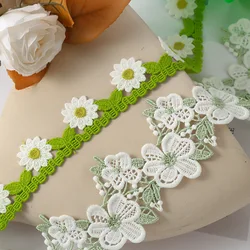 1yard  Green Lace Trim Craft Flower Polyester Lace Fabric Venise Floral Embroidered Applique Decorated Lace Ribbon