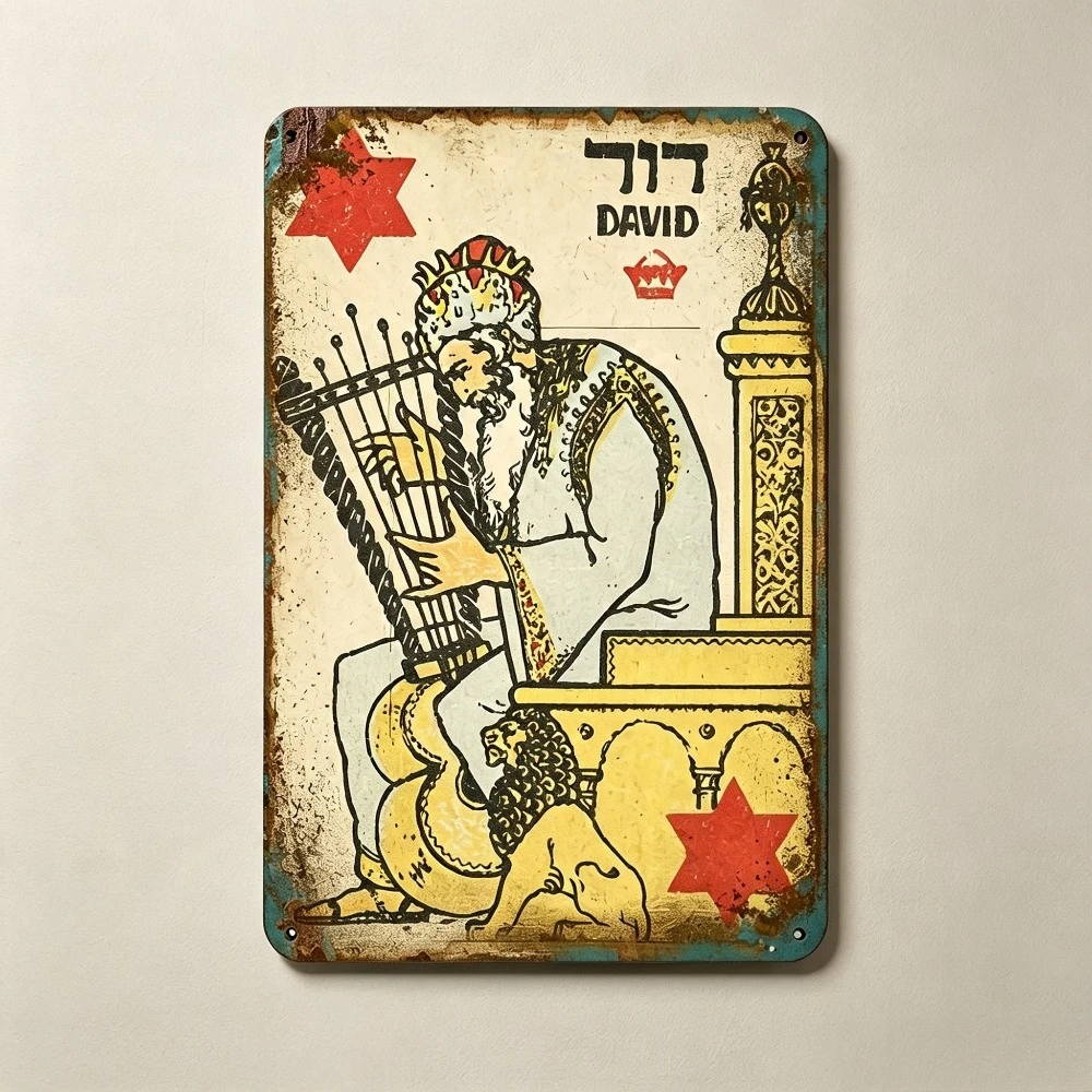 CIFBUY Vintage King David Harp Aluminum Wall Art Waterproof Durable Rustproof Metal Sign For Home Office Living Room Decor