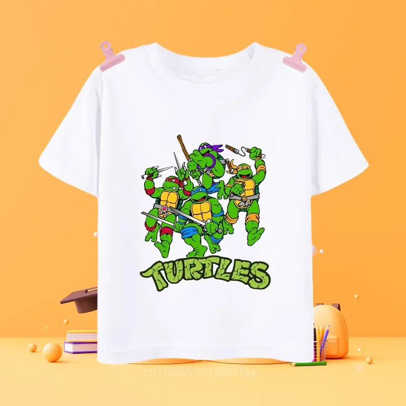 Teenage Mutant Ninja Turtles Anime Children's T-shirt Short sleeved Top Casual Fashion Sports Boys and Girls 3-14 Years Old