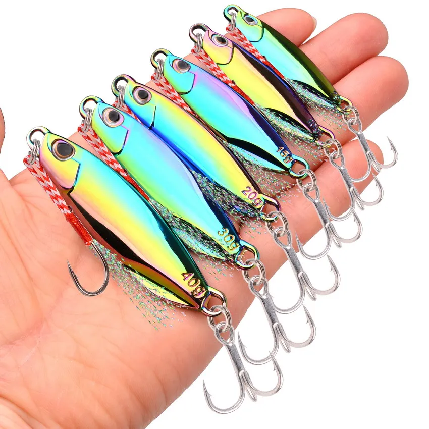 Cucharas de pesca metálicas con anzuelo – Señuelos para caballa y lubina - imagen 3