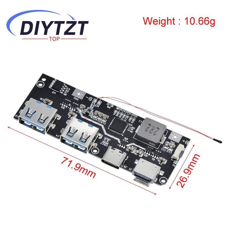 DIYTZT QC4.0 QC3.0 LED double USB 5V 4.5A 22.5W Micro/type-c USB batterie externe Mobile 18650 Module de charge Protection de la température