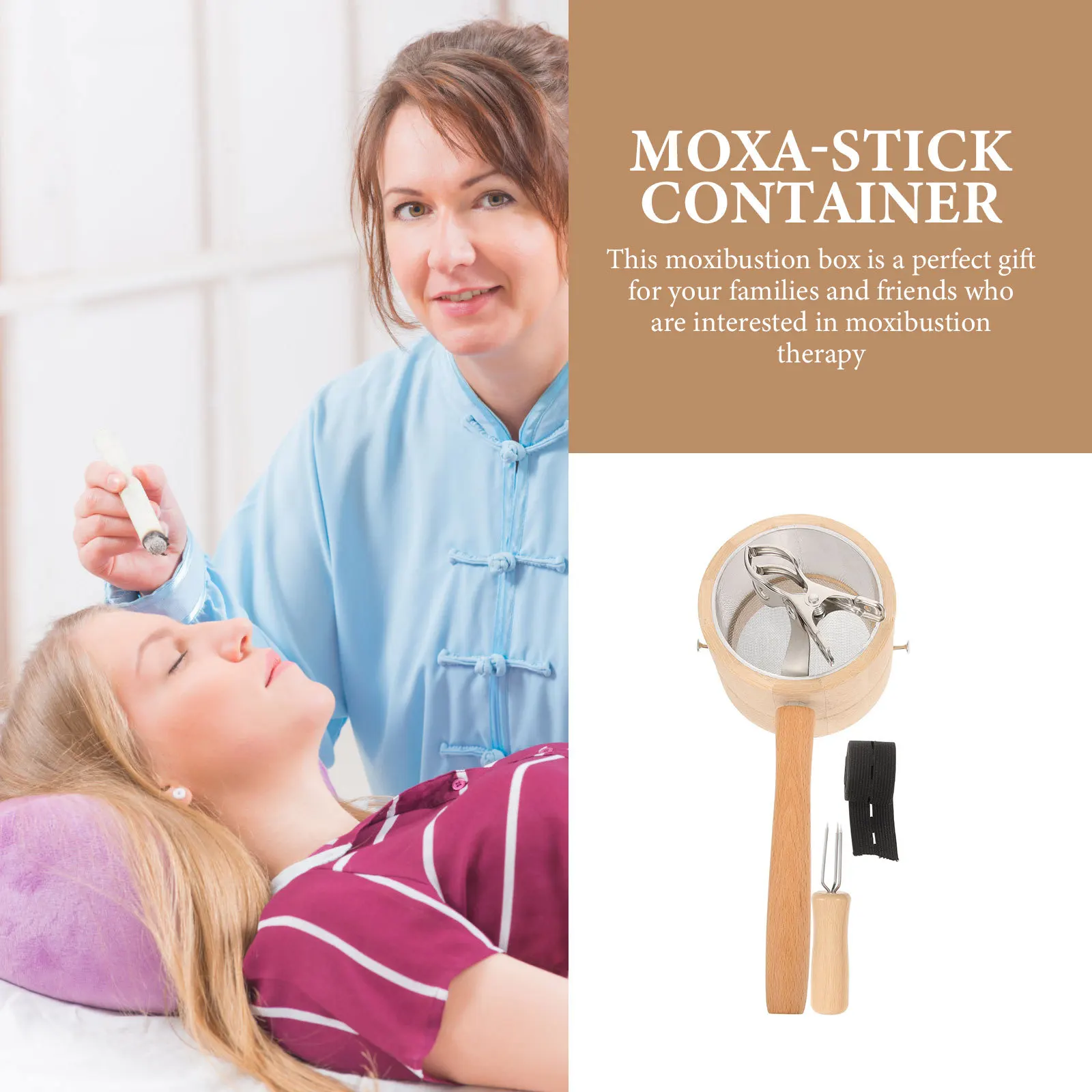 

1Set Moxa Roll Holder Metal Moxibustion Burner Box Anti-Scald Design Effective Moxa Stick Container