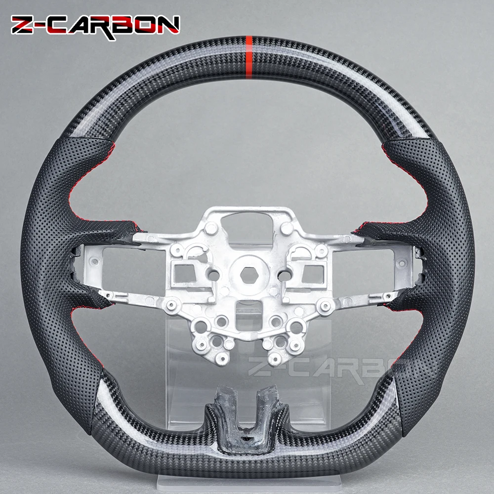 Real Carbon Fiber Steering Wheel Fit For Ford Mustang GT EcoBoost Shelby 2015 2016 2017 Sport Racing Wheel Perforated Leather