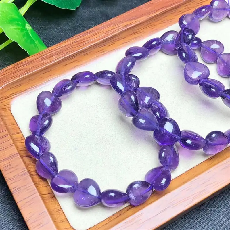 

Natural Amethyst Heart Bracelet Purple Crystal Reiki Healing High Quality Gemstone Fashion Jewelry Gift 1pcs 12mm