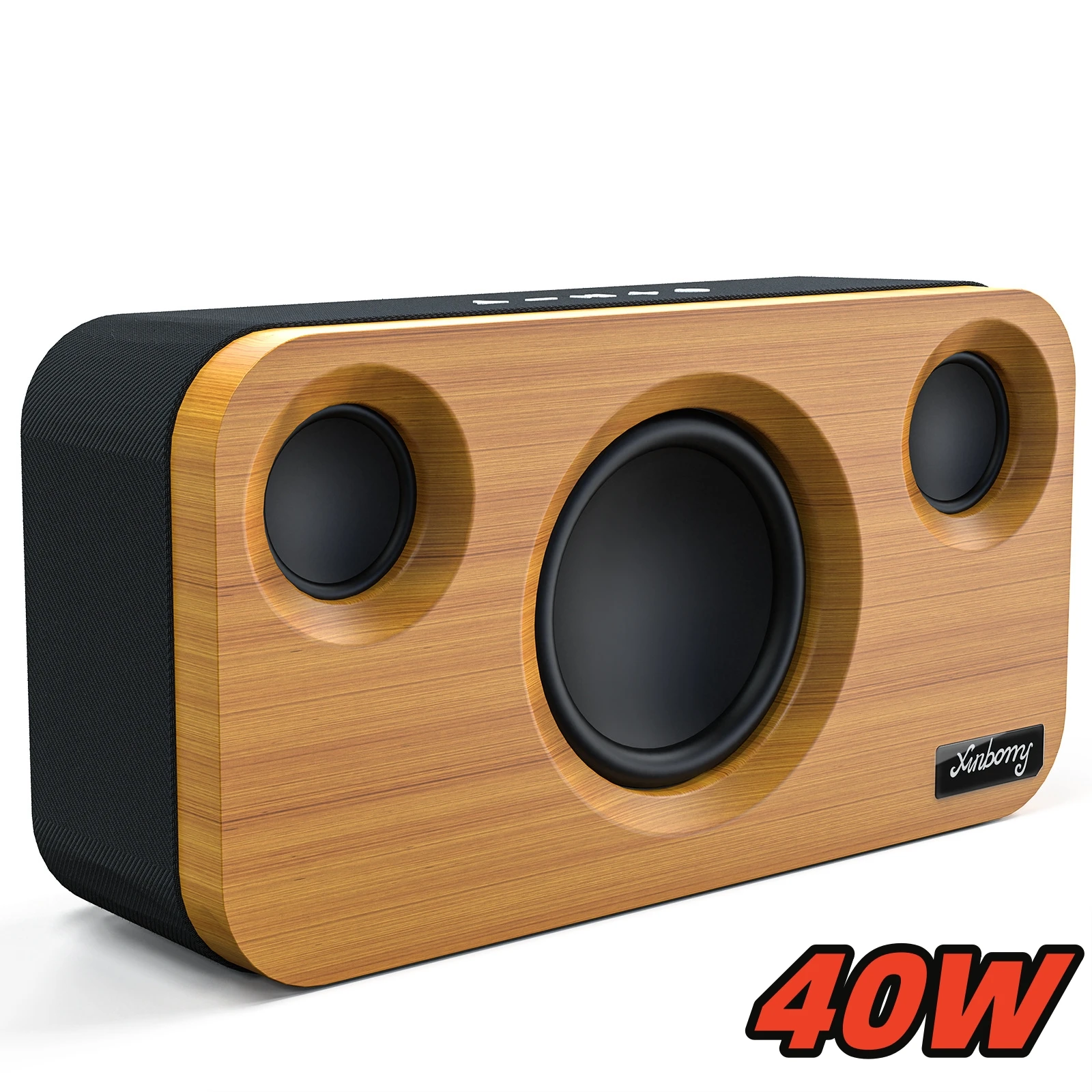 40W Bamboo Wood Dual-channel Stereo Bluetooth Speaker Portable High Fidelity Music 100 Sets of Interconnected Wireless Subwoofer