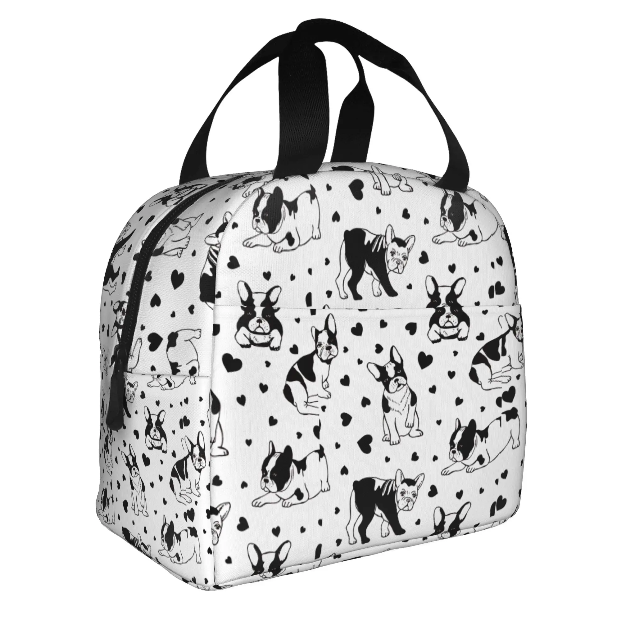 French bulldog Frenchies Dogs Pattern Insulated Lunch Bag for Women Leakproof  Cooler Thermal Lunch Tote School