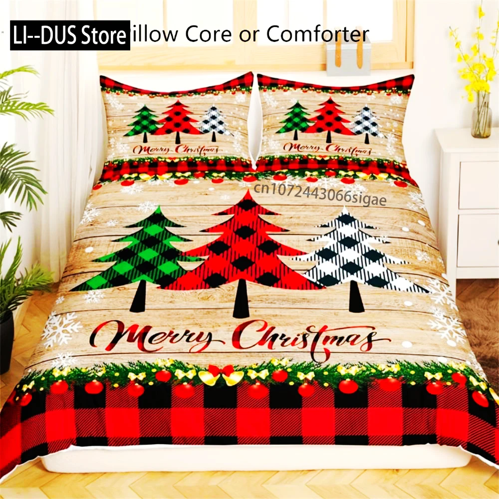 

3-Piece Merry Christmas Tree Pattern Microfiber Duvet Cover Set - Soft, Breathable, Hypoallergenic Bedding For Bedroom And Guest