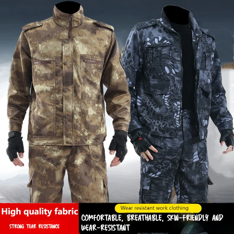 Outdoor camouflage uniform men sport suit black python exquisite pattern wear-resistant workwear characteristic Workwear uniform