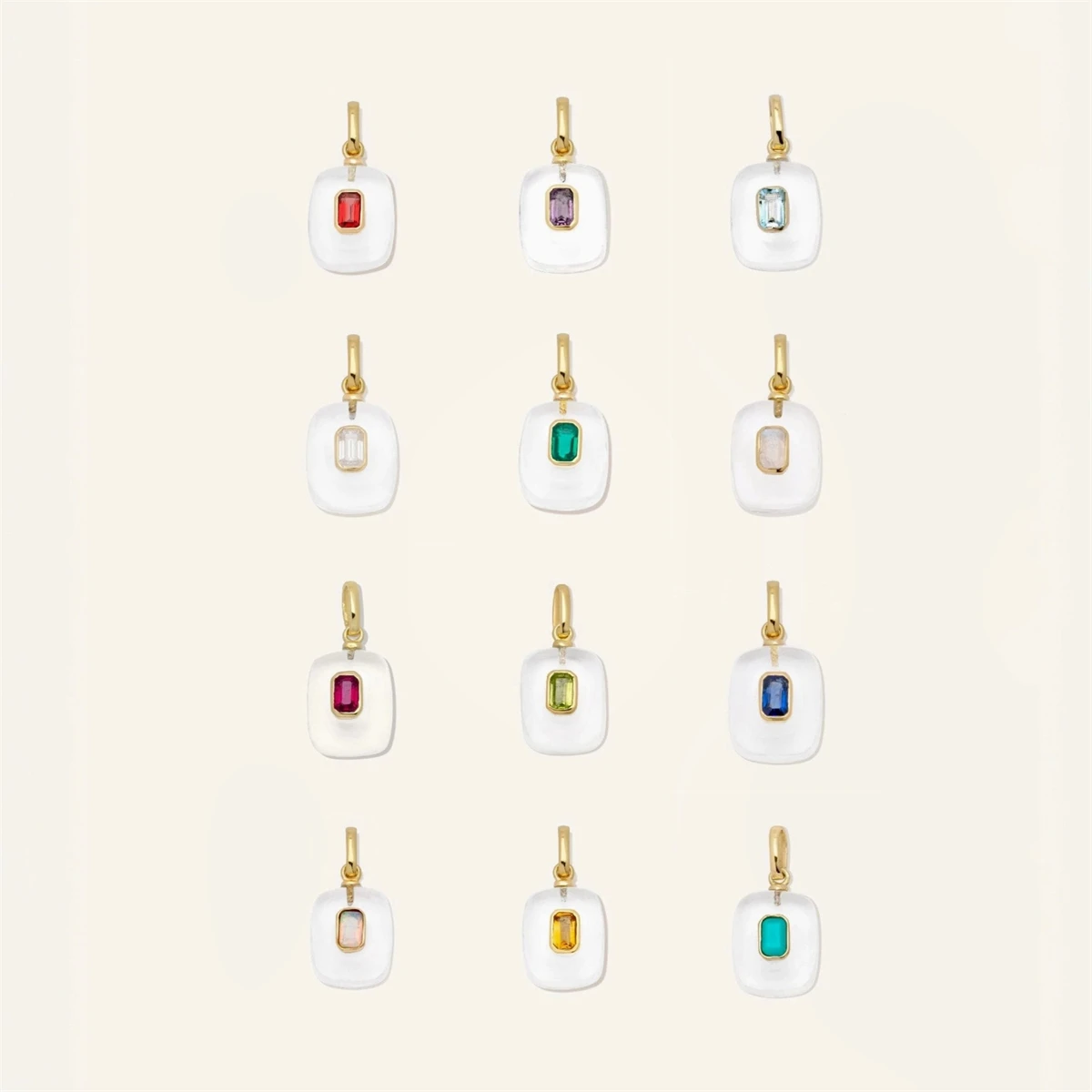 ديسمبر عيد ميلاد الحجر قلادة DIY مربع قلادة نازف النفط مع زركونيا الذهب تصفيح اللون الحفاظ على #1