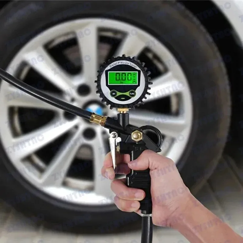 0-220/0-16BarPsi Car Tire Pressure Gauge Pressure Gun Type For Air Compressor Auto Motorcycle SUV Inflator Pump Tire Repair Tool