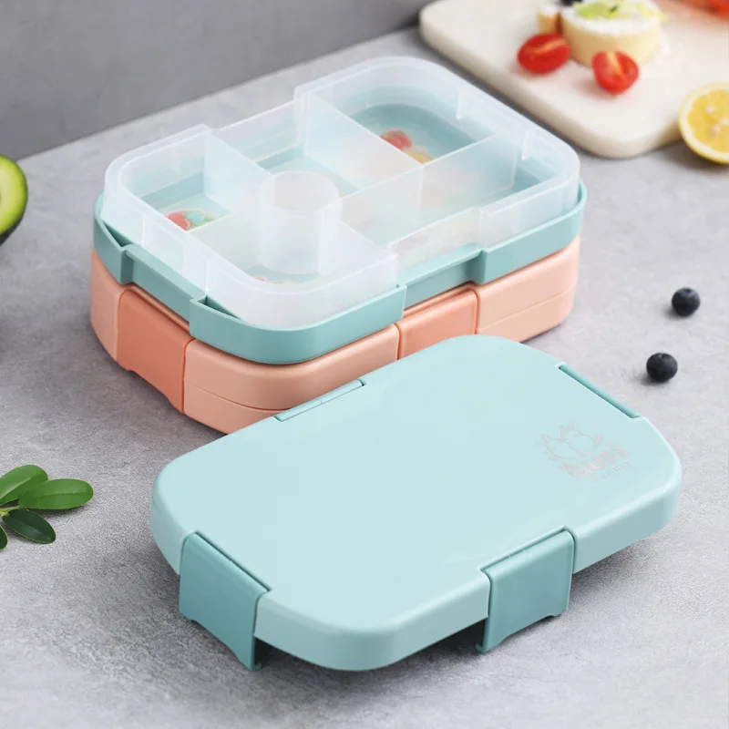 6 Grid Lunch Box, Seal Leakproof Fruit Salad Bento Box, Portable Food Storage for Picnic, School, Office, Adult, Kids