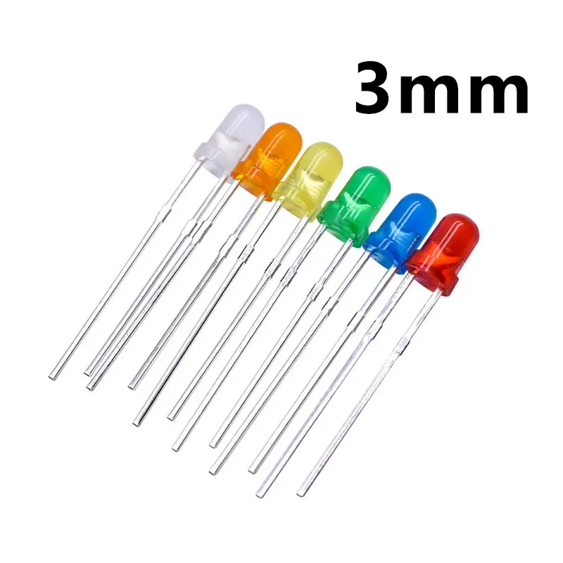 (100 Stück) F3 F5 LED DIP Diode Weiß Grün Rot Blau Gelb 3mm 5mm DIY Leuchtdiode