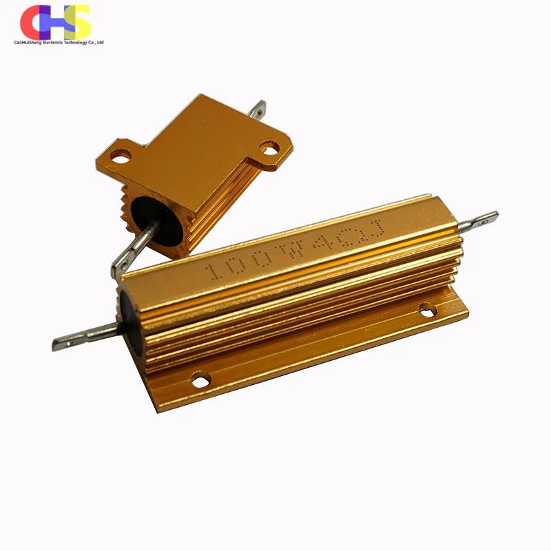 Resistencia de carcasa de aluminio dorado de alta potencia RX24 5w 10w 25w 50w 100W 1r 10r 22r 50 100r 1K 10K 100k resistencia de disipación de calor