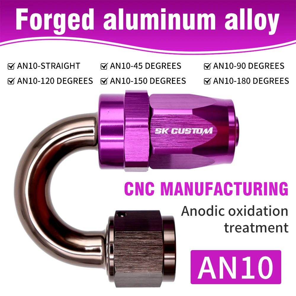

Universal AN10 Swivel Engine Oil Cooled Fuel Hose End Fitting Forged Al Alloy0°/45°/90°/120°/150°/180°Straight Adaptor Interface