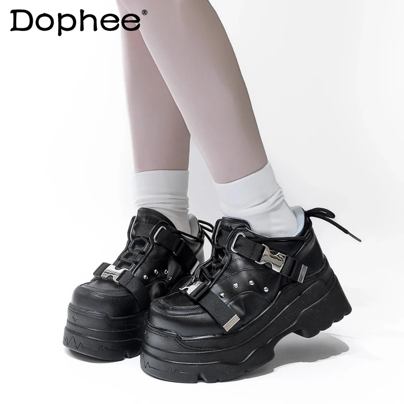 

Student Subculture Punk Sweet Cool Black Thick-Soled Shoes Autumn Winter New Girls JK Fashion Casual Platform Shoes Women Pumps