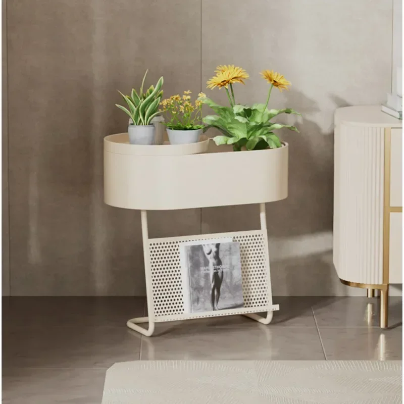 Living Room Floor Flower Stand Iron Multi-layer Storage Shelf Bedroom Creative Side Table Multifunctional Magazine Rack