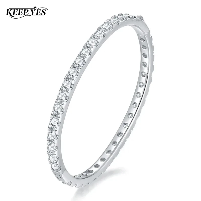 KEEP YES 4.0mm All Moissanite Diamonds Anniversary Bangles Bracelet for Women Men S925 Sterling Silver Bracelets Fine Jewelry