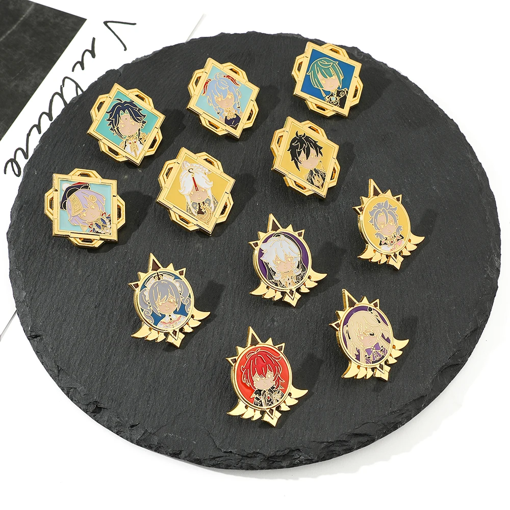 Anime Genshin Impact Cartoon Badge Metal Button Brooches Fashion Jewelry Cute Enamel Pin Lapel Pins Backpacks Accessories