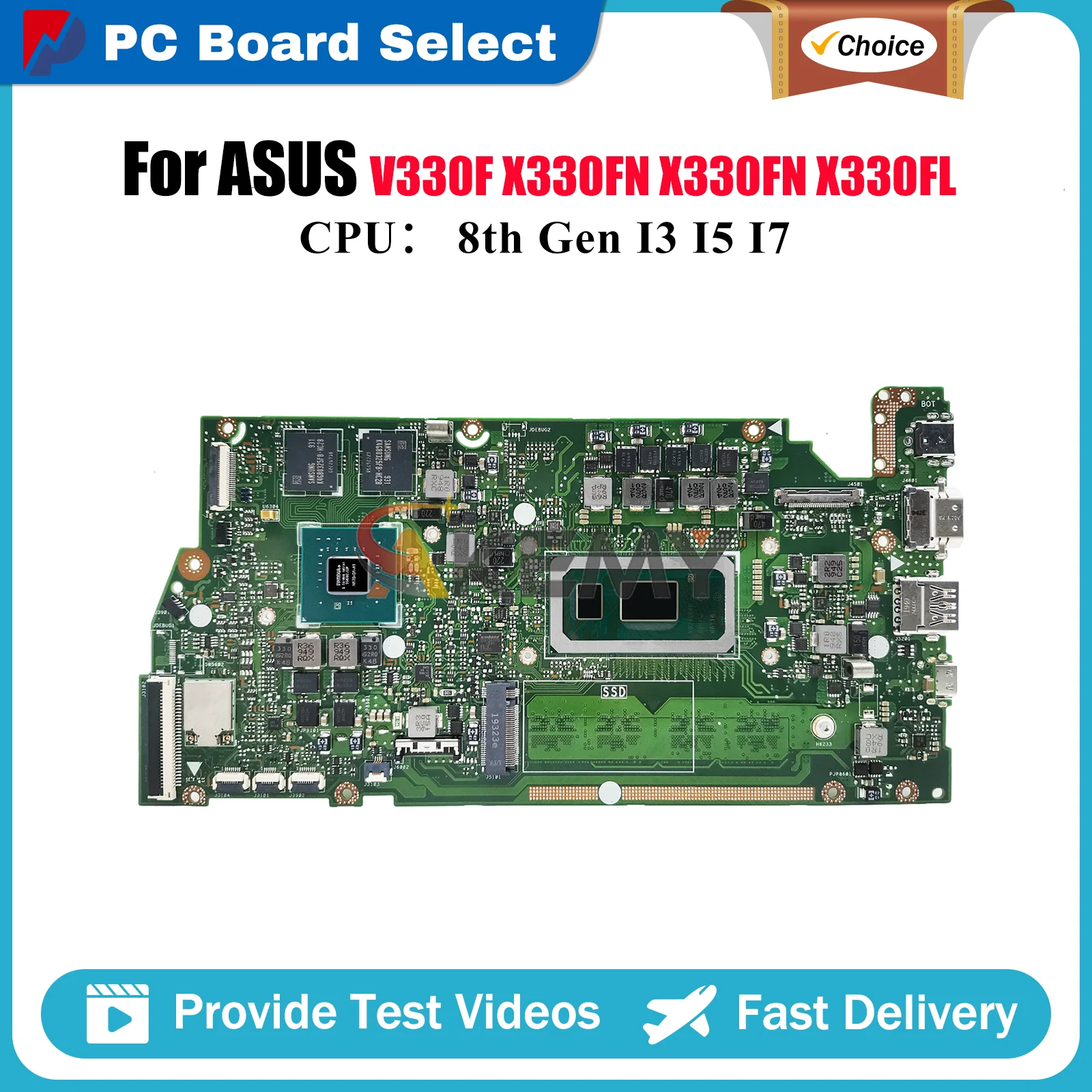 

X330FN Laptop Motherboard For ASUS VivoBook I330FA V330F K330F X330FN X330F R330F X330FL S330F Mainboard I3 I5 I7 CPU tests OK