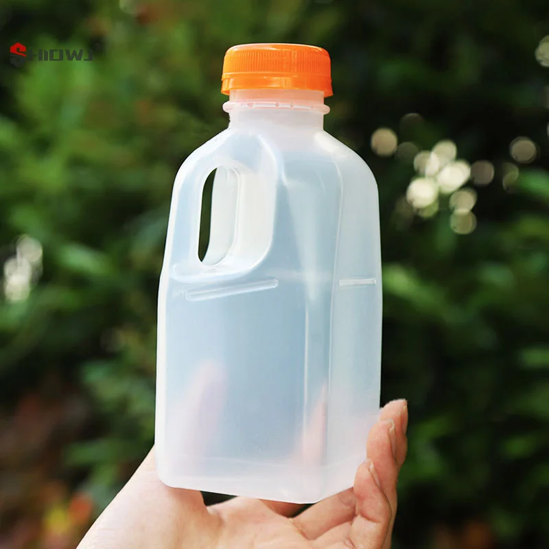 320/500ml Transparent Kids Water Bottle Plastic Juice Bottle PET Milk Beverage Bottle With Lid Camping Hiking Drinkware