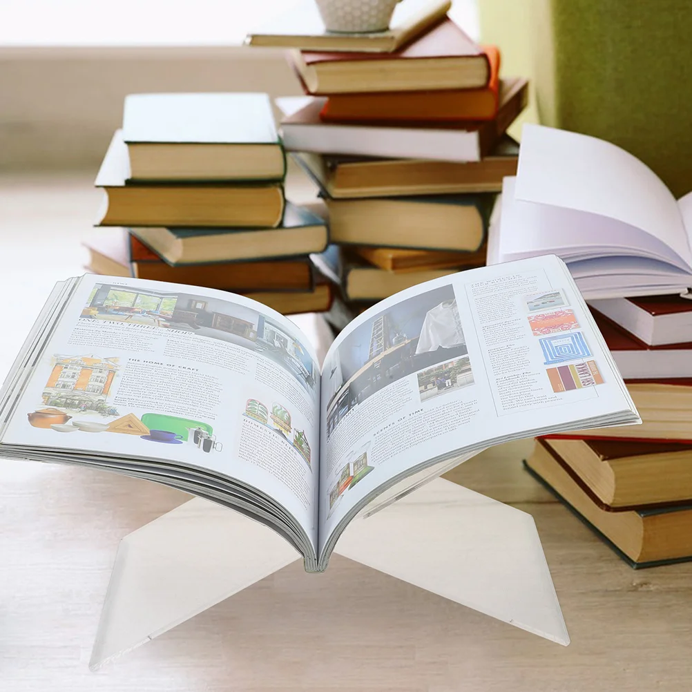 Х-образная акриловая книжная подставка толщиной 4 мм для учебного стола, книжная полка для колледжа, органайзер для чтения, держатель для поваренной книги, держатель для журналов