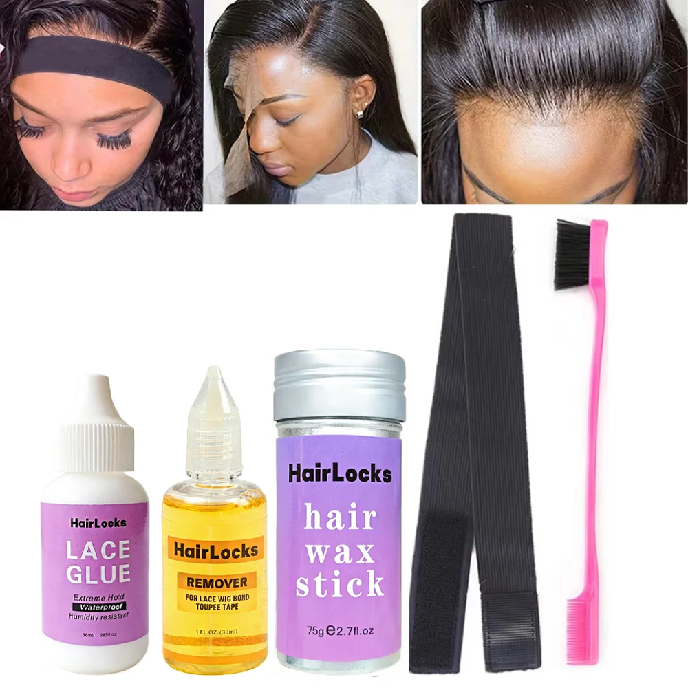 38ml Waterproof Lace Wig Glue Set Liquid Adhesive Hair Wax Stick Remover for Secure Fit Application Front Lace Wig