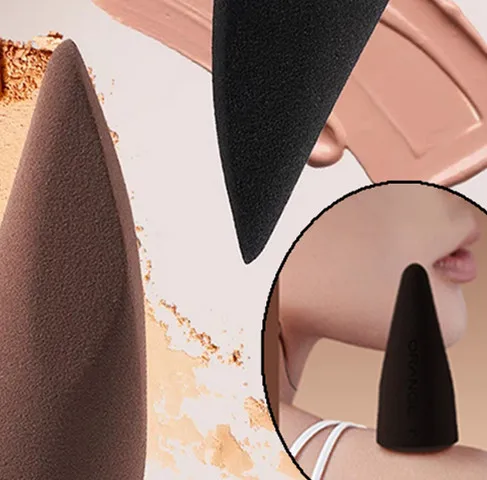 1/2 قطعة جديد الدقة ماكياج الإسفنج الرطب والجاف استخدام إسفنجة لينة أسود براون مسحوق نفث أطراف الأصابع التجميل نفخة أدوات تجميل